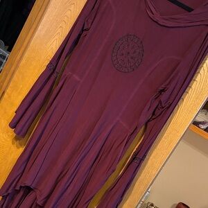 Holy clothing Long Sleeve Burgundy tunic dress with pockets